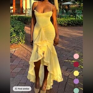 Elegant Yellow Ruffled Dress